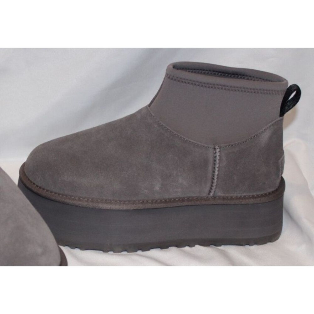 UGG CLASSIC MINI DIPPER PLATFORM SHEARLING LINED BOOTS US 7 WOMEN THUNDER GRAY‎ - Picture 3 of 6
